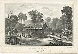Antique Print of the Village of Aïambo by D'Urville (1831)