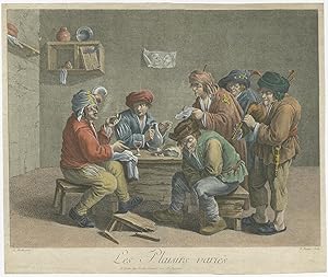 Antique Print of Peasants who enjoy themselves by Basan (c.1780)