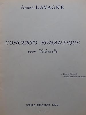 Imagen del vendedor de LAVAGNE Andr Concerto Romantique Violoncelle Piano a la venta por partitions-anciennes