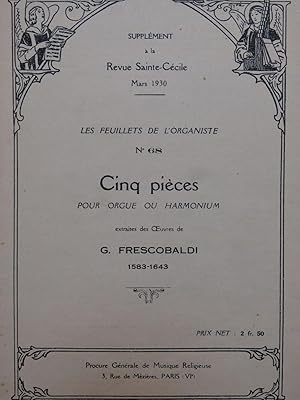 FRESCOBALDI Girolamo Cinq Pièces Orgue ou Harmonium 1930