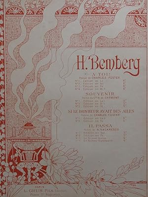 Imagen del vendedor de BEMBERG Herman A Toi ! Chant Piano 1896 a la venta por partitions-anciennes