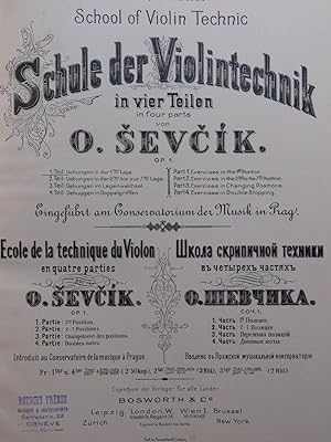 SEVCIK Otakar Ecole de la Technique du Violon 1901
