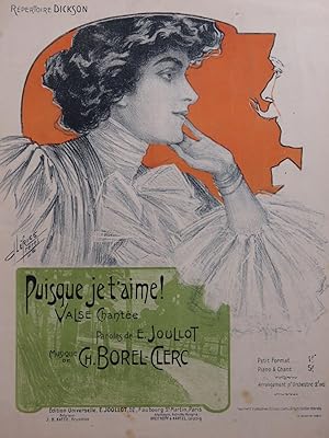 Imagen del vendedor de BOREL-CLERC Charles Puisque je t'aime ! Chant Piano 1905 a la venta por partitions-anciennes