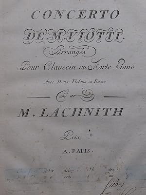 LACHNITH Concerto de M. Viotti Clavecin ou Piano ca1800