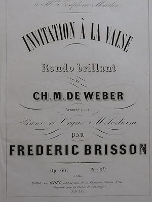 WEBER L'Invitation à la Valse Piano Orgue ca1860
