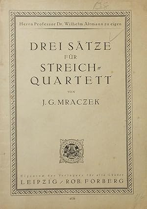 Immagine del venditore per Drei Satze fur Streichquartett, Miniature Score venduto da Austin Sherlaw-Johnson, Secondhand Music