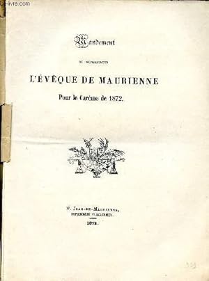 Image du vendeur pour Mandement de Monseigneur l'Evque de Maurienne pour le Carme de 1872 mis en vente par Le-Livre