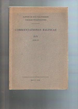 Bild des Verkufers fr Commentationes Balticae IV/V 1956/57 Jahrbuch des Baltischen Forschungsinstituts zum Verkauf von Windau Antiquariat