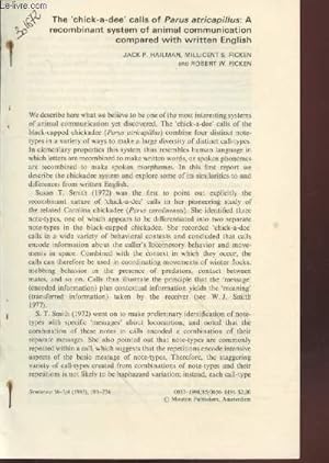 Bild des Verkufers fr Tir  part : Semiotica Vol.56 N3-4 : The "chick-a-dee" calls of Parus atricapillus : A recombinant system of animal communication compared with written English. zum Verkauf von Le-Livre