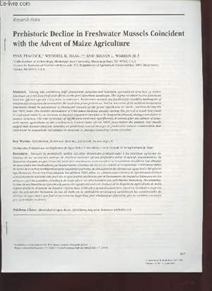 Imagen del vendedor de Tir  part : Conservation Biology Vol.19 n2 : Prehistoric Decline in Freshwater Mussels Coincident with the Advent of Maize Agriculture. a la venta por Le-Livre