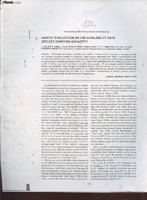 Immagine del venditore per Tir  part : Journal Wildlife Management Vol.54 n4 : Habitat evaluation : Do use/availability data reflect carrying capacity ? venduto da Le-Livre