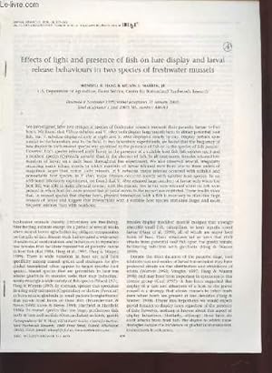 Imagen del vendedor de Tir  part : Animal Behaviour n60 : Effects of light and presence of fish on lure display and larval release behaviours in two species of freshwater mussels. a la venta por Le-Livre