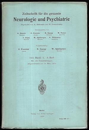 Imagen del vendedor de Zeitschrift fr die gesamte Neurologie und Psychiatrie. 113.Band. - 5 Hefte [in 2 Heften]. a la venta por Antiquariat Bibliomania