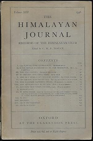 Image du vendeur pour The Himalayan Journal. Records of the Himalayan Club. Volume XIII, 1946. Edited by C.W.F.Noyce. mis en vente par Antiquariat Bibliomania