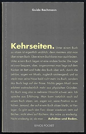 Bild des Verkufers fr Kehrseiten. Aufstze und Reden. (= Lenos Pocket 2.) zum Verkauf von Antiquariat Bibliomania