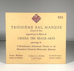 Troisième Bal Masqué. École des Beaux Arts de Montréal. 11 février 1929