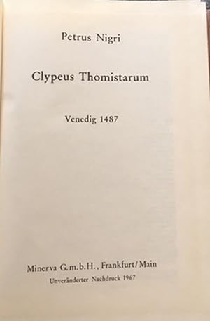 Bild des Verkufers fr Clypeus Thomistarum zum Verkauf von Librairie de l'Escurial