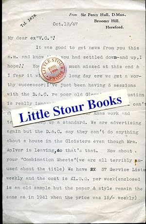 Immagine del venditore per Dated Typed Letter From Sir Percy Hull [Signed] venduto da Little Stour Books PBFA Member