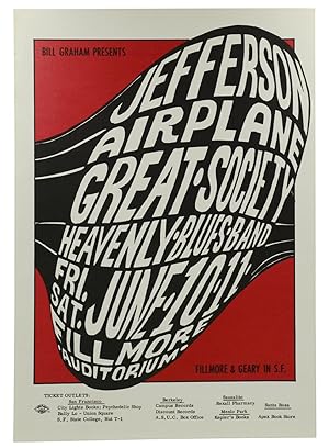 Original poster for Jefferson Airplane, Great Society, Heavenly Blues Band, June 10-11, 1966 at F...