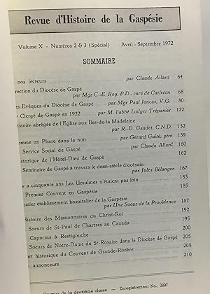 Revue d'histoire de la Gaspésie - volume X numéro 2 et 3 avril septembre 1972