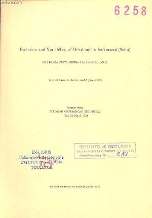 Imagen del vendedor de Evolution and Variability of Orbulinoides beckmanni (Saito) - Extrait eclogae geologicae helvetiae vol.62 n3 1970. a la venta por Le-Livre