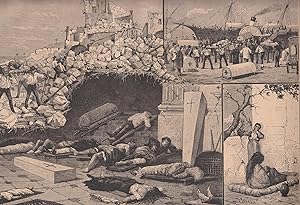 Bild des Verkufers fr Das Erdbeben auf Ischia: Die Zerstrung von Casamicciola Terme. 3 bewegende Abbildungen auf einem Blatt. zum Verkauf von Antiquariat Hild