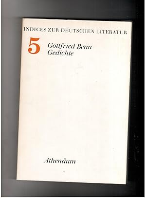 Bild des Verkufers fr Index zu Gottfried Benn in Verbindung mit Craig M. Inglis und James K. Lyon - Indices zur Deutschen Literatur - Gedichte zum Verkauf von manufactura