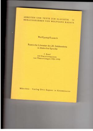 Bild des Verkufers fr Russische Literatur des 20. Jahrhunderts in deutscher Sprache - 2. Band 450 Kurzrezensionen von bersetzungen 1984-1990 zum Verkauf von manufactura