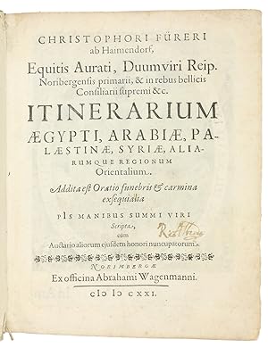 Itinerarium Aegypti, Arabiae, Palaestinae, Syriae, aliarumque regionum orientalium.Nuremberg, Abr...