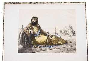 Image du vendeur pour Oriental album. Characters, costumes, and modes of life, in the valley of the Nile. London, James Madden, 1848. Imperial folio (52.5 x 37.5 cm). With an additional decorative title-page, separately chromolithographed in black, gold and 7 colours, tinted and hand-coloured lithographed frontispiece portrait of the dedicatee, and 30 tinted and hand-coloured lithographs. Numerous wood-engraved illustrations in the text. Modern half calf, richly gold-tooled spine. mis en vente par Antiquariaat FORUM BV