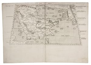 Bild des Verkufers fr Sexta Asiae tabula.[Rome, Petrus de Turre, 1490 (engraved Rome, ca. 1478)]. Engraved map of the Arabian peninsula (topographic image 25.5 x 46 cm) printed, as usual, on two joined folio leaves (together 39.5 x 56 cm). Mounted on paper board, in a modern gilt frame (50.5 x 67 cm). zum Verkauf von Antiquariaat FORUM BV