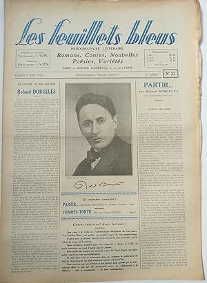 Seller image for LES FEUILLETS BLEUS (Tête de collection)-N°37- 7 juin 1930 for sale by Librairie l'Aspidistra