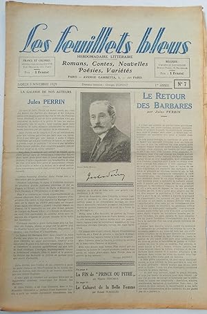 Seller image for LES FEUILLETS BLEUS (Tte de collection)-N7-9 novembre 1929 for sale by Librairie l'Aspidistra