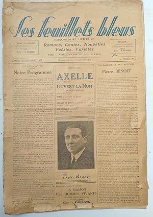 Seller image for LES FEUILLETS BLEUS (Tte de collection)-N1-28 septembre 1929 for sale by Librairie l'Aspidistra