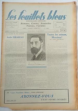 Seller image for LES FEUILLETS BLEUS (Tête de collection)-N°20-8 février 1930 for sale by Librairie l'Aspidistra