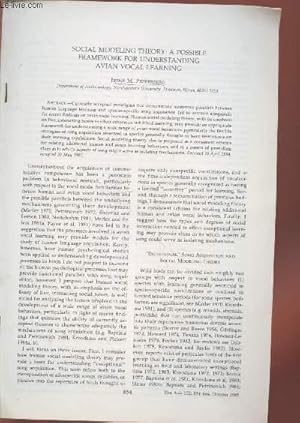 Image du vendeur pour Tir  part : The Auk Vol.102 : Social modeling theory : A possible framework for understanding avian vocal learning. mis en vente par Le-Livre