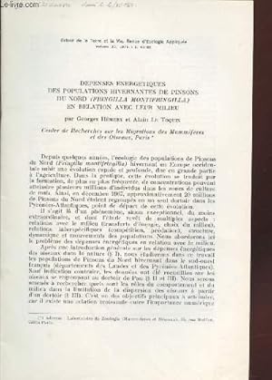 Imagen del vendedor de Tir  part : La Terre et la Vie, revue d'cologique applique vol.30 : Dpenses nergtiques des populations hivernantes de pinsons du nord (Fringilla montigringilla) en relation avec leur milieu. a la venta por Le-Livre