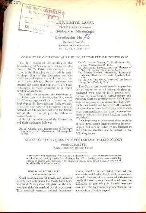 Image du vendeur pour Notes on techniques in invertebrate paleontology - Extrait journal of paleontology vol.21 n4 july 1947. mis en vente par Le-Livre