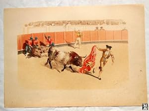 Imagen del vendedor de Antigua Litografa - Old Litography : SUERTE DEL TOREO. Una larga a punta de capote a la venta por LIBRERA MAESTRO GOZALBO