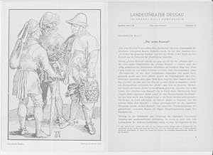 Image du vendeur pour Landestheater Dessau. Spielzeit 1951 / 1952, Nummer 13. - Mit Besetzungsliste zu: Der arme Konrad ( Friedrich Wolf ). - Inszenierung: Erich Werder. - Bhnenbild : Manfred Schrter. - Darsteller: Alfred Bohl, Werner Mller, Herbert Albes, Joachim Konrad, Helmut Straburger, Willy Zickel u. a. - Weiterer Inhalt: Friedrich Wolf ber das Stck / Lion Feuchtwanger: Nationalpreistrger Friedrich Wolf u. a. - mis en vente par Antiquariat Carl Wegner