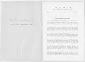 Image du vendeur pour Landestheater Dessau. Spielzeit 1951 / 1952, Nummer 34. - Mit Besetzungsliste zu: Die vier Grobiane ( Ermanno Wolf - Ferrari ). - Inszenierung: Horst Wolf. - Bhnenbild und Kostme: Gnter Kretzschmar. - Darsteller: Karl-Ludwig Gottschall, Magdalena Gntzel, Anny Drr, Hans-Georg Nowotny, Albert Gse. - Weiterer Inhalt: Friedrich Schultze zur Neu-Inszenierung / Karl Holl: Oper - Kaleidoskop der Knste. mis en vente par Antiquariat Carl Wegner