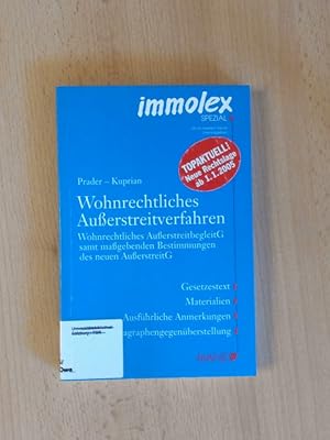 Seller image for Wohnrechtliches Ausserstreitverfahren Wohnrechtliches Ausserstreitbegleitgesetz samt massgebenden Bestimmungen des neuen Ausserstreitgesetzes for sale by avelibro OHG