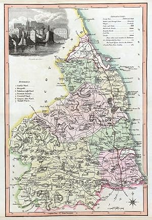 Antique Map NORTHUMBERLAND, Langley & Belch Original County Map 1818