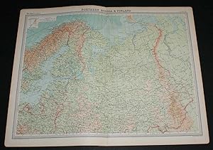 Map of "Northern Russia & Finland" from 1920 Times Atlas (Plate 45) including Moscow, Petrograd (...