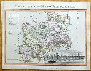 Antique Map MIDDLESEX, LONDON, Langley & Belch Original County Map 1818