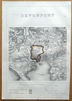 Antique Map DEVONPORT, PLYMOUTH, DEVON, Saltash, Plymstock, St.Budeaux, 1868