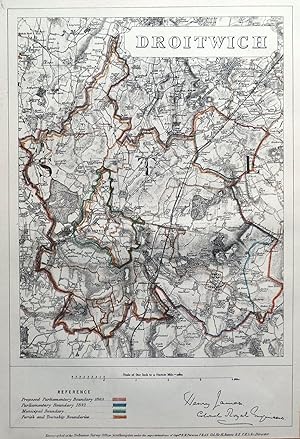 Antique Map DROITWICH, WORCESTERSHIRE, Doverdale, Upton Warren, Himbleton, 1868