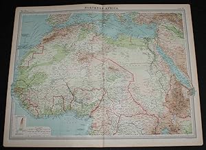 Map of Northern Africa from the 1920 Times Survey Atlas (Plate 69) including Morocco, Algeria, Li...