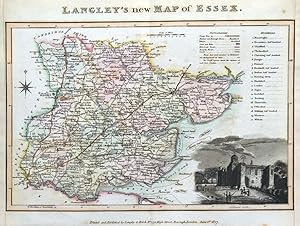 Antique Map ESSEX, Langley & Belch Original County Map 1818
