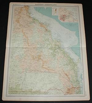 Seller image for Map of Eastern Queensland, Australia from the 1920 Times Survey Atlas (Plate 109) including inset map of Brisbane and Environs for sale by Bailgate Books Ltd